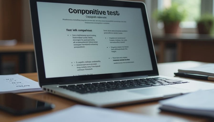 A documentary-style photo of a laptop and a notebook showing comparative data and editing notes on a desk.